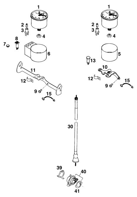 vue éclatée instruments / système de verrouillage - ktm 400 super-comp wp eu 1995