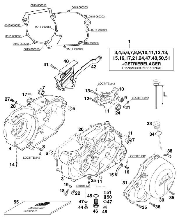 vue éclatée carter moteur - ktm 400 sxc wp eu 1997