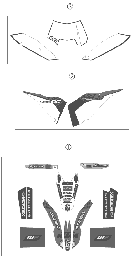 vue éclatée kit déco - ktm 400 exc factory edit. eu 2011