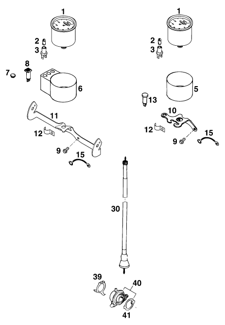 vue éclatée instruments / système de verrouillage - ktm 400 sup-comp wp 18kw eu 1996