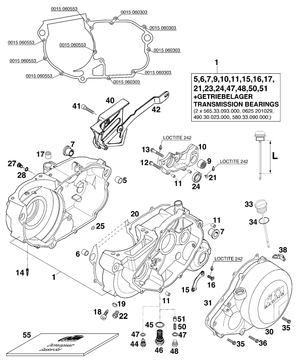 vue éclatée carter moteur - ktm 400 sx-c 20kw eu 1998