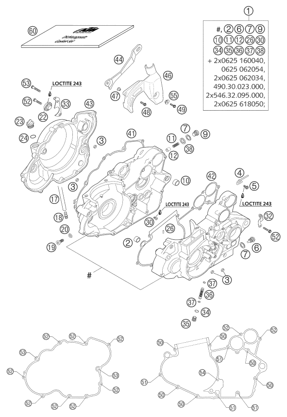 vue éclatée carter moteur - ktm 400 exc racing eu 2002