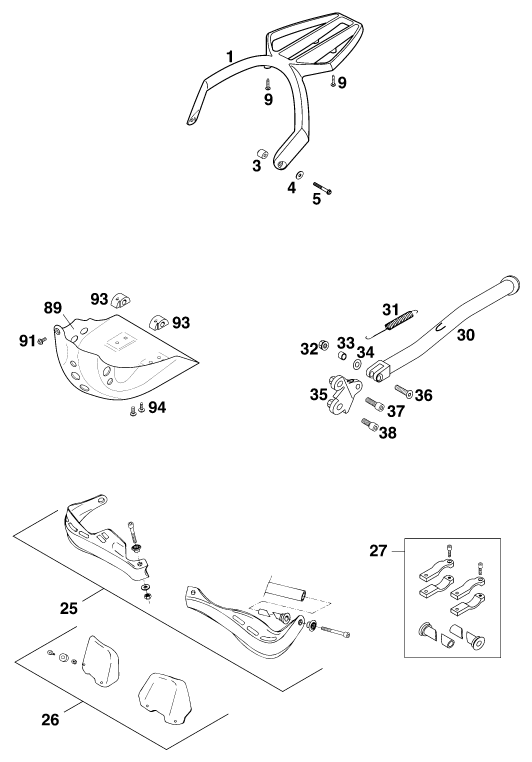 vue éclatée accessoires - ktm 400 sup-comp 20kw eu 1999
