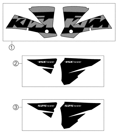 vue éclatée kit déco - ktm 450 smr eu 2004