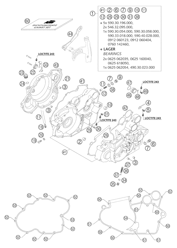 vue éclatée carter moteur - ktm 450 smr eu 2004