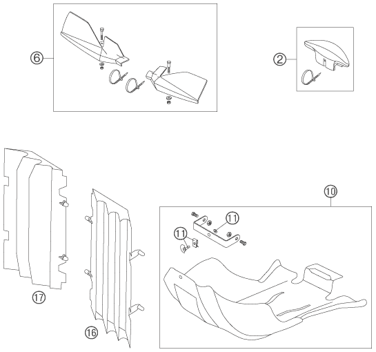 vue éclatée accessoires - ktm 450 exc factory eu 2005