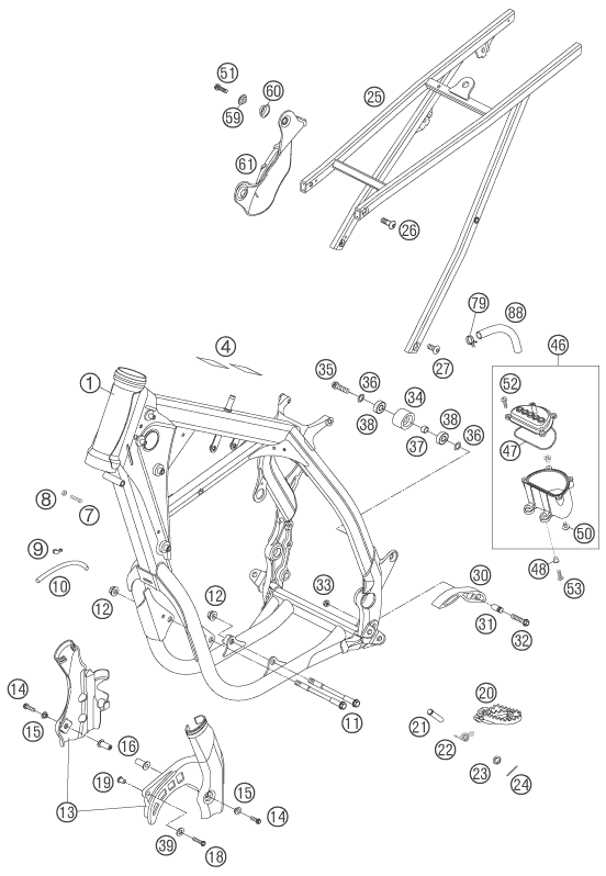 vue éclatée cadre - ktm 450 smr eu 2006