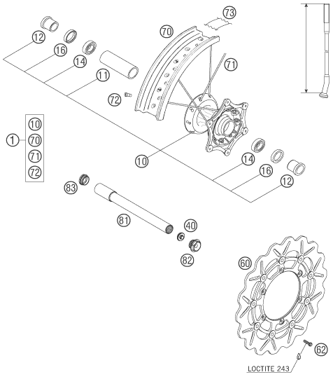vue éclatée roue avant - ktm 450 smr eu 2006