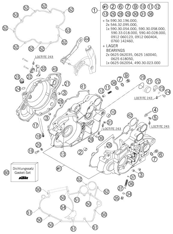 vue éclatée carter moteur - ktm 450 smr eu 2006