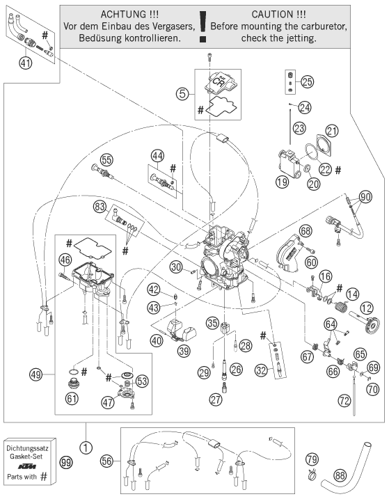 vue éclatée carburateur - ktm 450 smr eu 2006