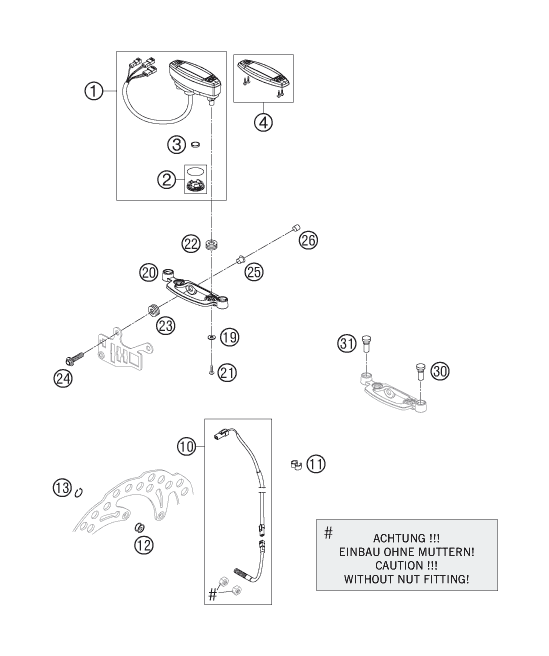 vue éclatée instruments / système de verrouillage - ktm 450 exc racing six-days eu 2006