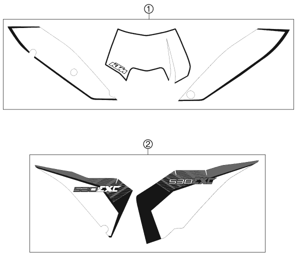 vue éclatée kit déco - ktm 530 exc au 2011