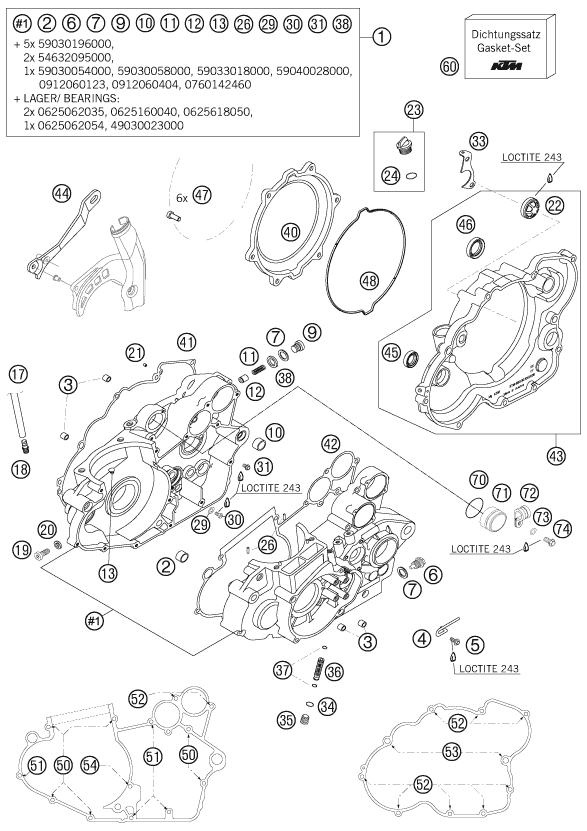 vue éclatée carter moteur - ktm 450 smr eu 2007
