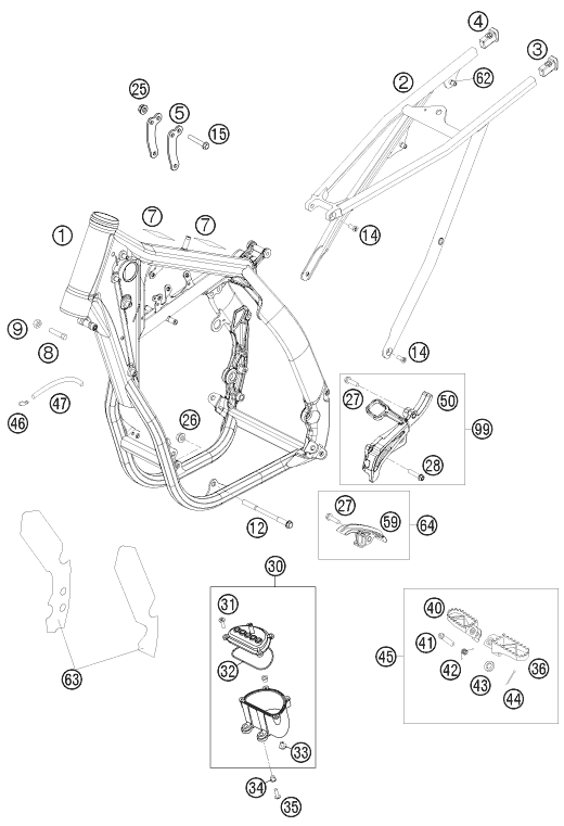 vue éclatée cadre - ktm 450 smr eu 2008
