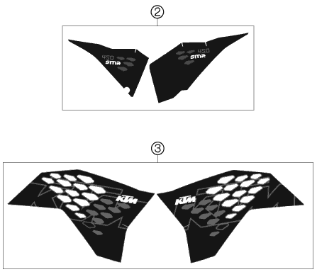 vue éclatée kit déco - ktm 450 smr eu 2009