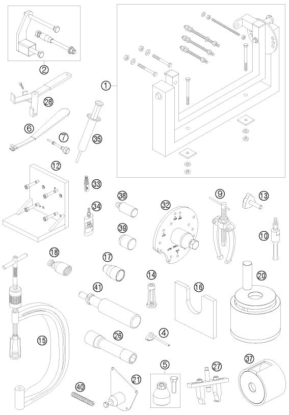 vue éclatée outils spéciaux moteur - ktm 450 exc six days eu 2009