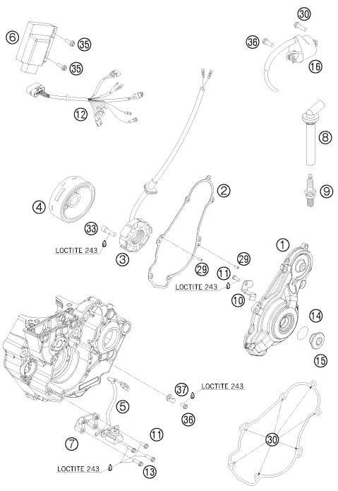 vue éclatée système de allumage - ktm 450 smr eu 2010