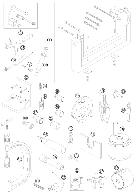 vue éclatée outils spéciaux moteur - ktm 450 exc eu 2010