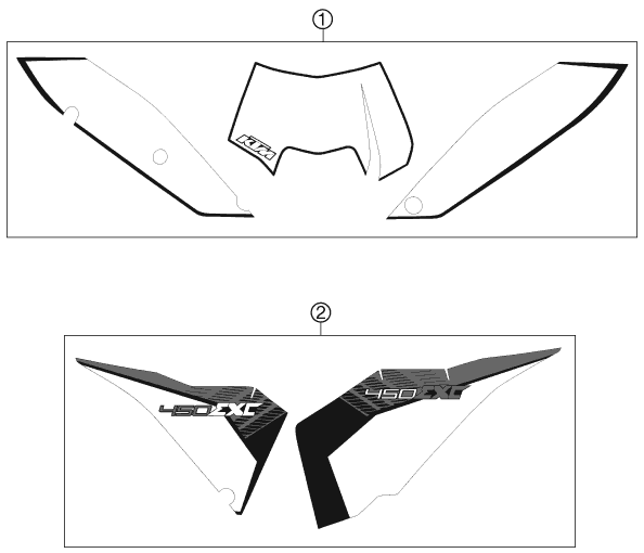 vue éclatée kit déco - ktm 450 exc eu 2011