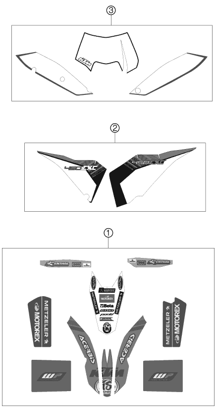 vue éclatée kit déco - ktm 450 exc factory edit. eu 2011
