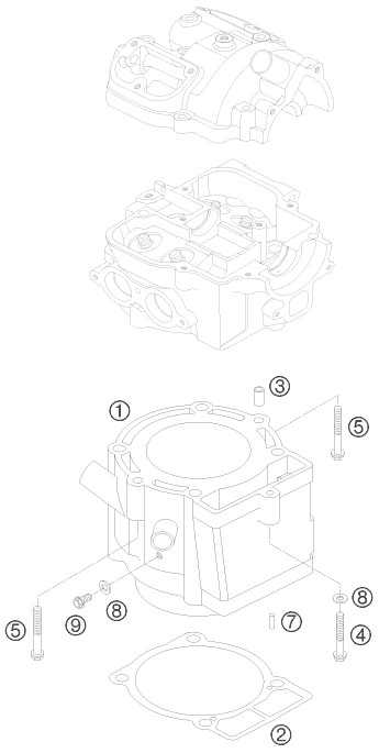 vue éclatée cylindre - ktm 525 xc atv eu 2008
