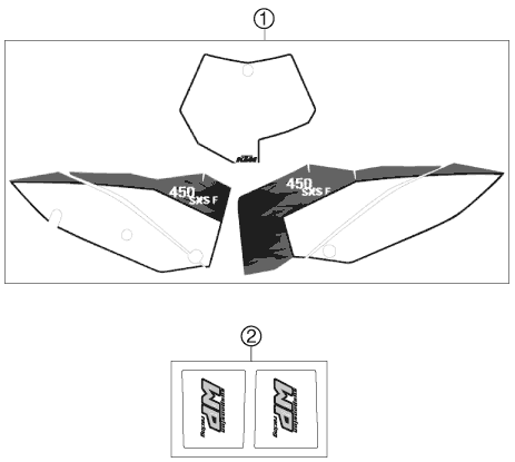 vue éclatée kit déco - ktm 450 sxs-f eu 2007