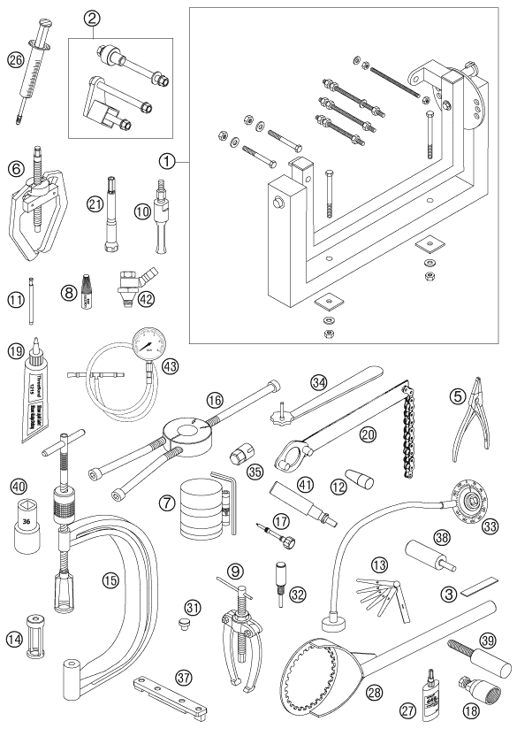vue éclatée outils spéciaux moteur - ktm 450 sxs-f eu 2007