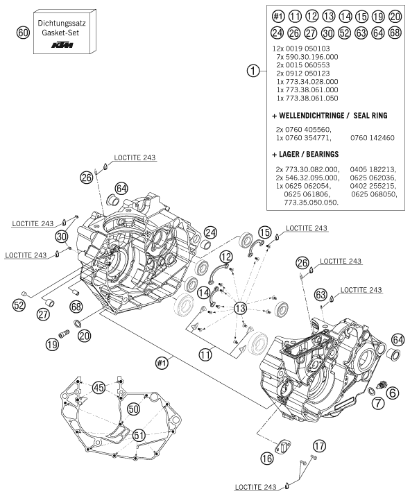 vue éclatée carter moteur - ktm 450 sxs-f eu 2007