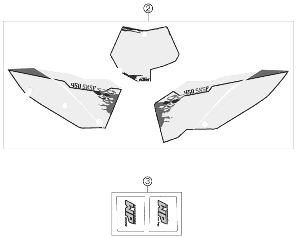 vue éclatée kit déco - ktm 450 sxs-f eu 2008
