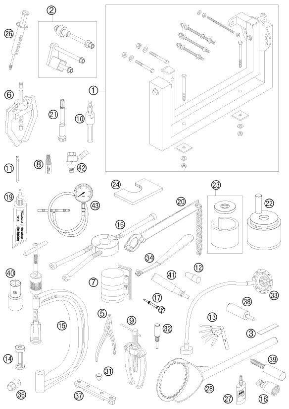 vue éclatée outils spéciaux moteur - ktm 450 sxs-f eu 2008