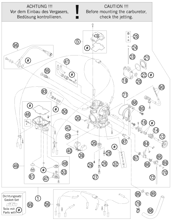 vue éclatée carburateur - ktm 450 sx atv eu 2009