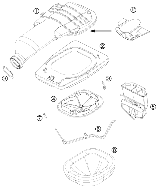 vue éclatée filtre à air - ktm 450 sx atv eu 2010