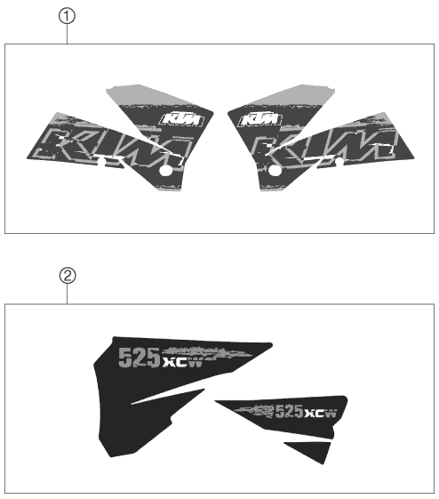 vue éclatée kit déco - ktm 525 xc-w za 2007