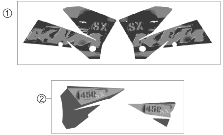 vue éclatée kit déco - ktm 450 sx eu 2006