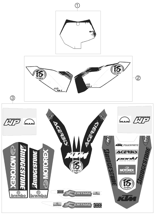 vue éclatée kit déco - ktm 450 sx-f eu 2009