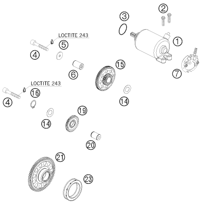 vue éclatée démarreur électrique - ktm 530 xc-w za 2009