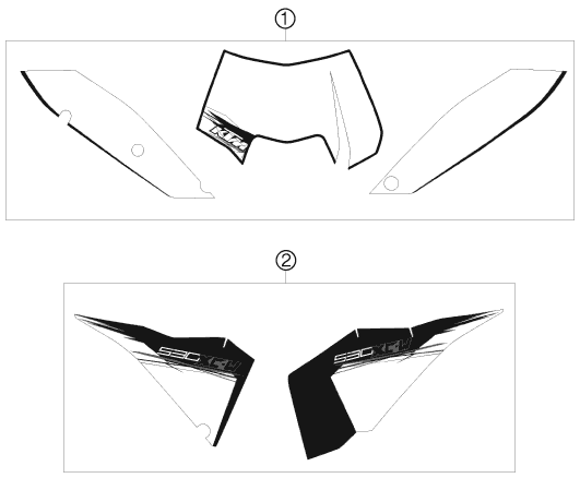 vue éclatée kit déco - ktm 530 xc-w za 2010