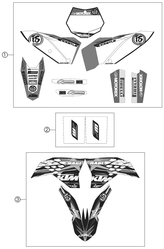 vue éclatée kit déco - ktm 450 sx-f fact.repl.nagl eu 2010
