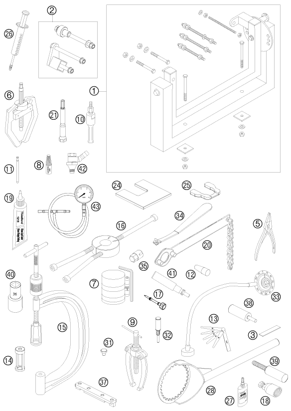 vue éclatée outils spéciaux moteur - ktm 450 sx-f eu 2010