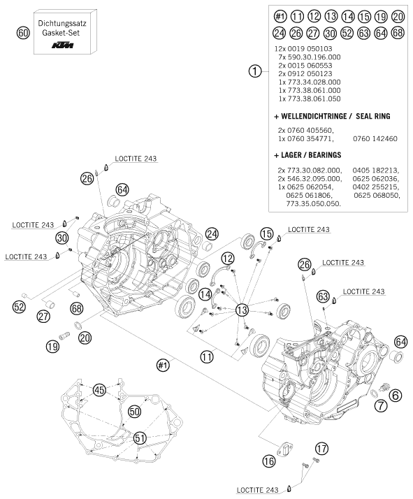 vue éclatée carter moteur - ktm 450 sx-f eu 2011