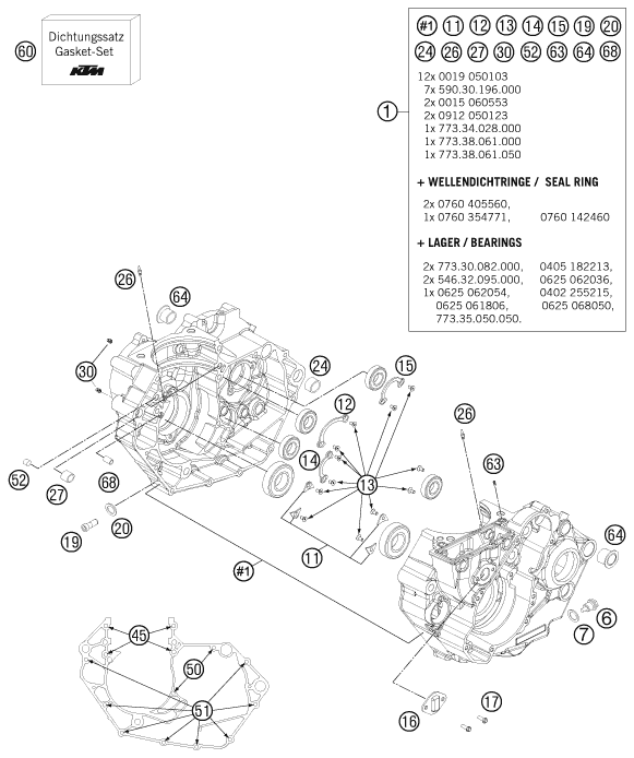 vue éclatée carter moteur - ktm 450 sx-f eu 2012