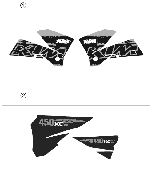 vue éclatée kit déco - ktm 450 xc-w za 2007
