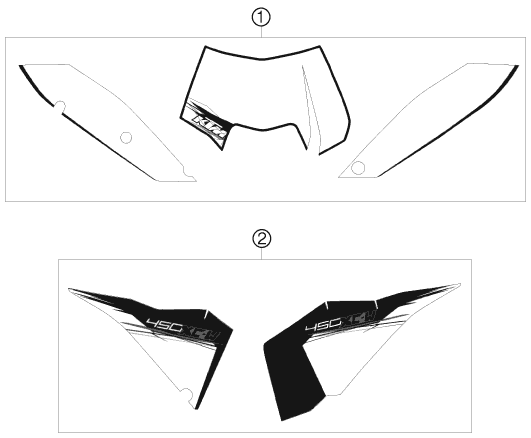 vue éclatée kit déco - ktm 450 xc-w za 2010