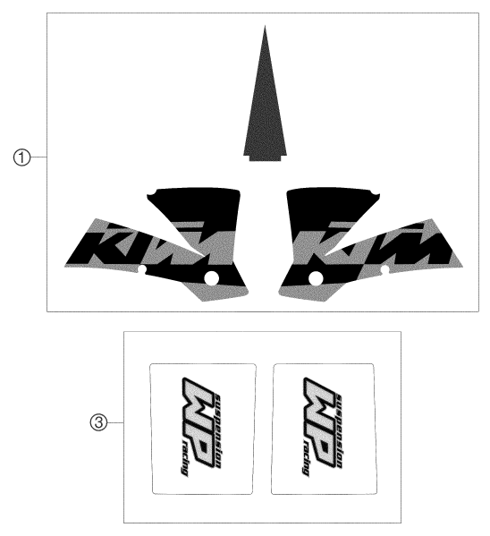 vue éclatée kit déco - ktm 450 sms eu 2004