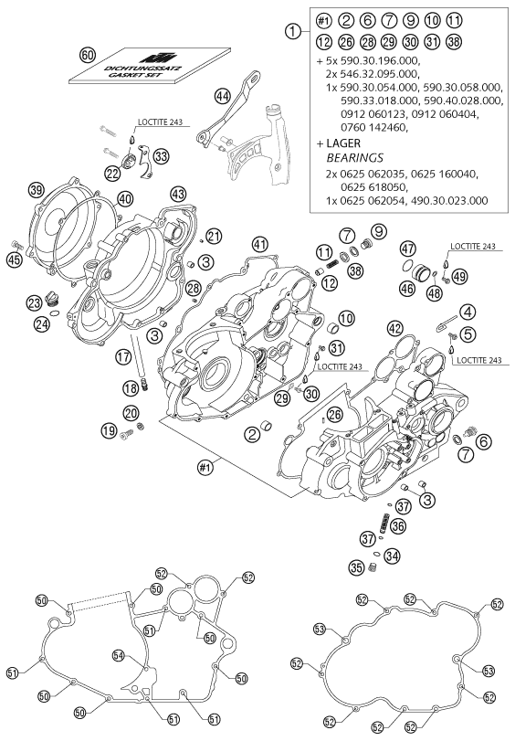 vue éclatée carter moteur - ktm 450 sms eu 2004