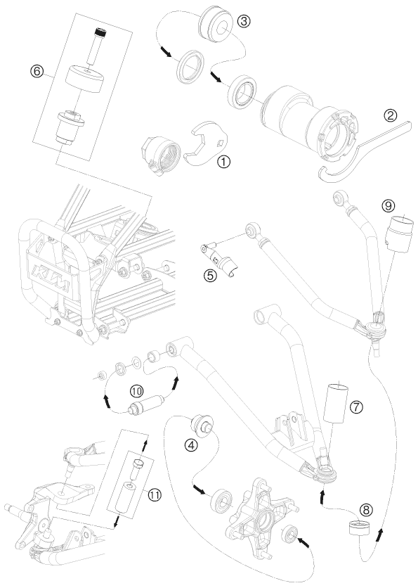 vue éclatée outil spécial châssis - ktm 505 sx atv eu 2009