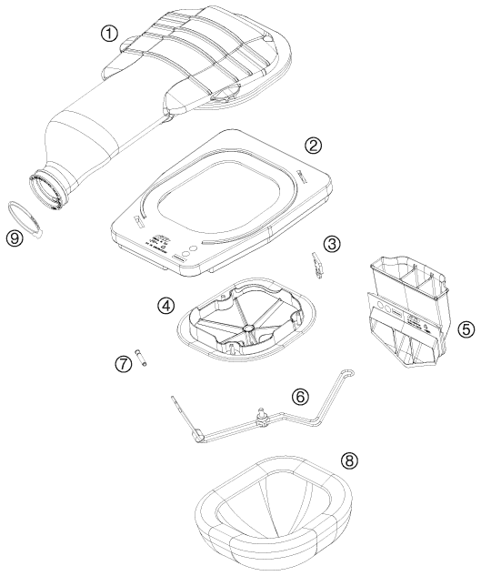 vue éclatée filtre à air - ktm 505 sx atv eu 2009