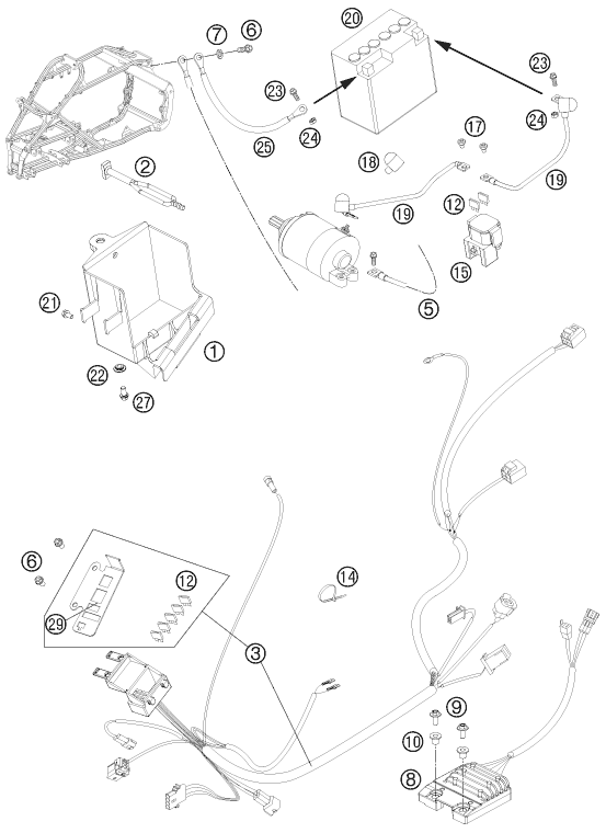 vue éclatée faisceau de câbles - ktm 505 sx atv eu 2012
