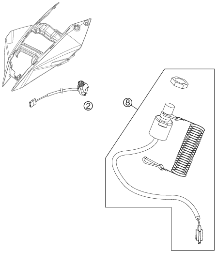 vue éclatée instruments / système de verrouillage - ktm 505 sx atv eu 2012