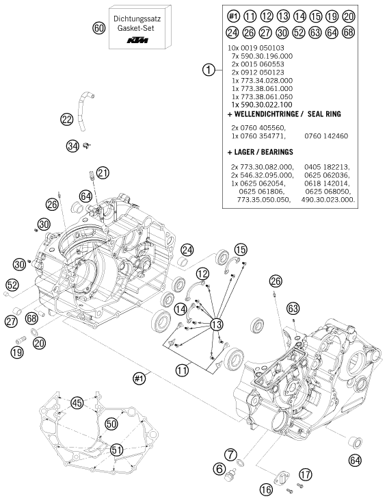 vue éclatée carter moteur - ktm 505 sx atv eu 2012
